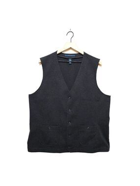 Perry Ellis Gray Cotton Blend Knit Button Front Vest Sz XXL